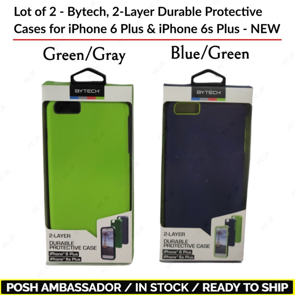 Lot of 2 - Bytech, 2-Layer Durable ProtectiveCases for iPhone 6 Plus & S - NEW